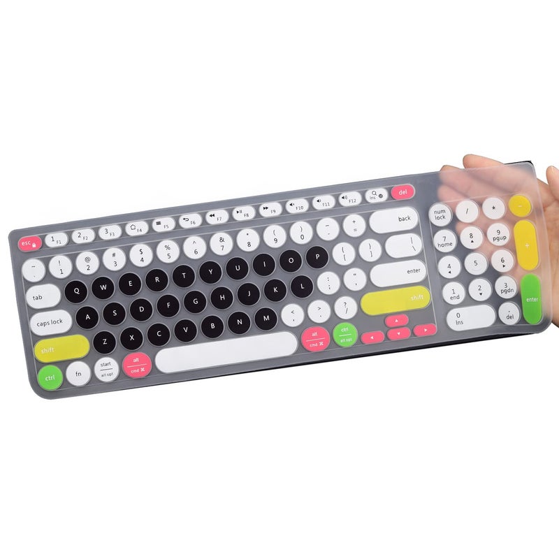 MUBUY-GOL Keyboard Cover Skin Fit Logitech K780 & Multi-Device Wireless Keyboard Ultra Thin Silicone Laptop-CandyBlack - Image 3